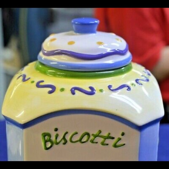 Vintage NONNI'S Biscotti COOKIE JAR 11' Canister Hand Made Fruit Veg - Picture 3 of 8